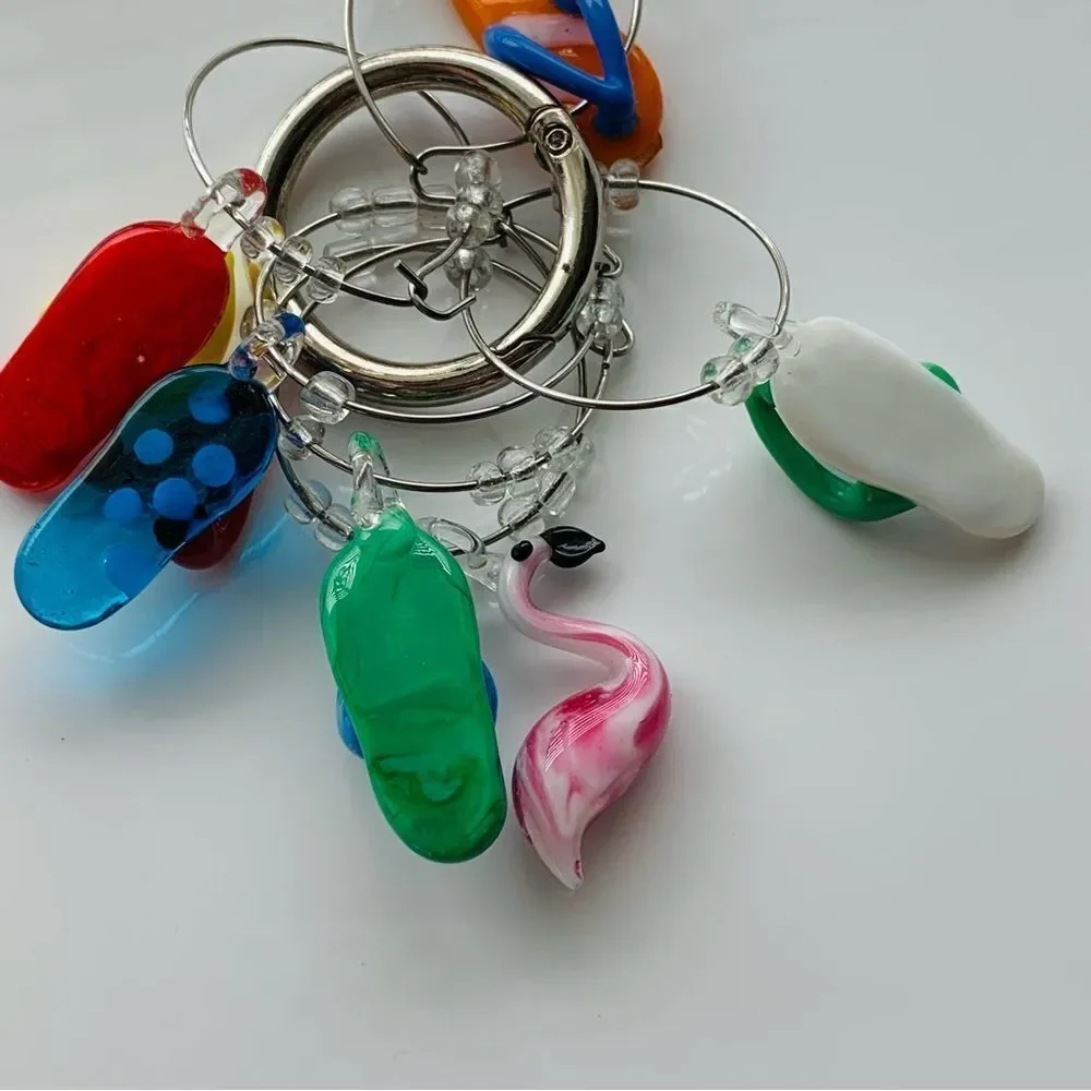 Wine Glass Markers Beach Tropical Glass Charms